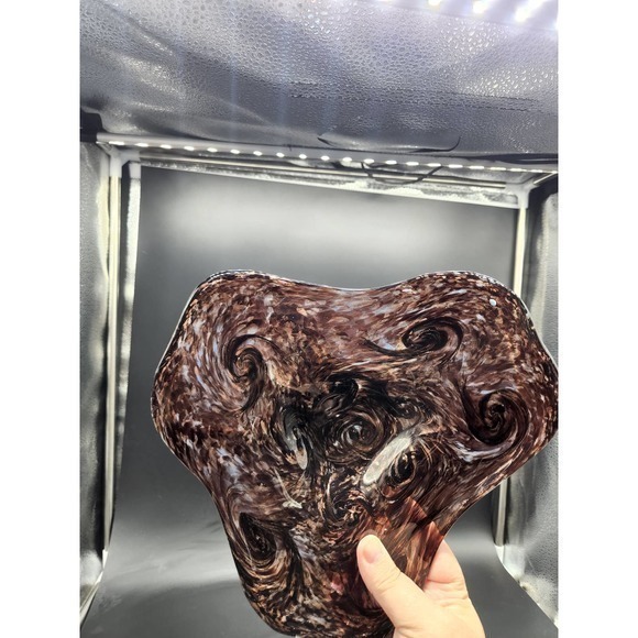Beautiful Art‎ Glass Swirly Gold and deep purply Brown. - Picture 2 of 10